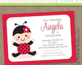 Custom Lady Bug Baby Girl Red Invite - Personalized Printable Digital Invitation - Personal Use Only