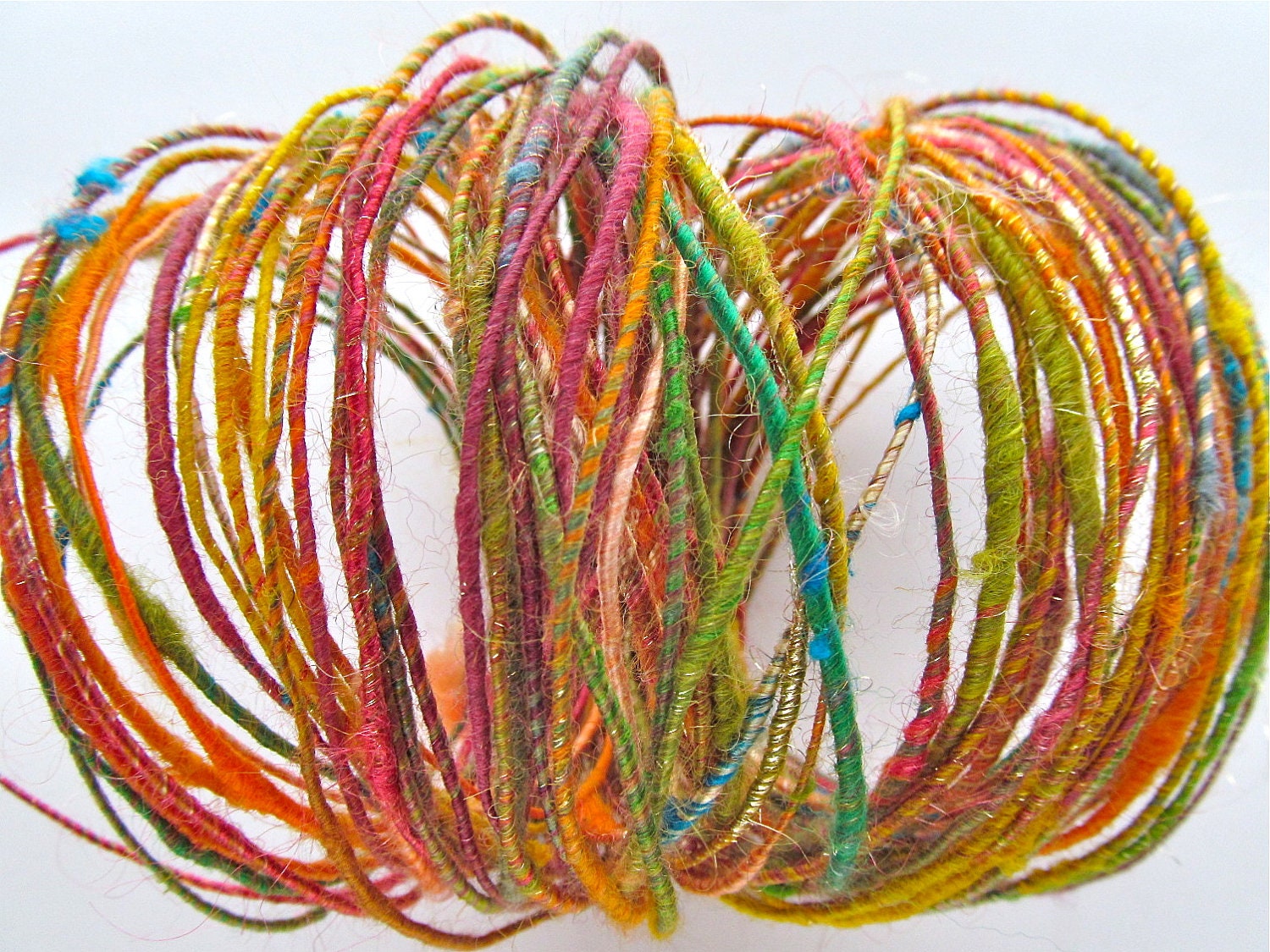 Autumn Harvest WoolyWire (tm) - Handspun FIberWire for Jewelry - 3 FEET