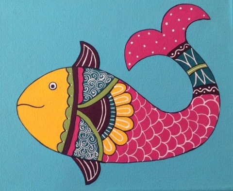 Original Acrylic 8" X 10" Fish painting