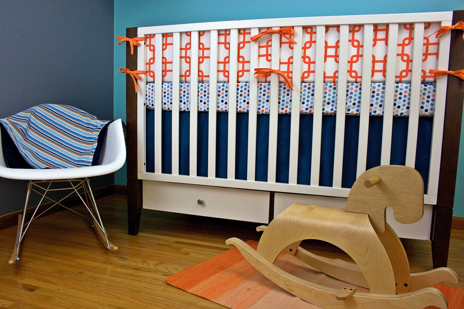 Bumpers/ Sheet/ Skirt/ Minky Blanket (Modern Baby Bedding Crib Set)