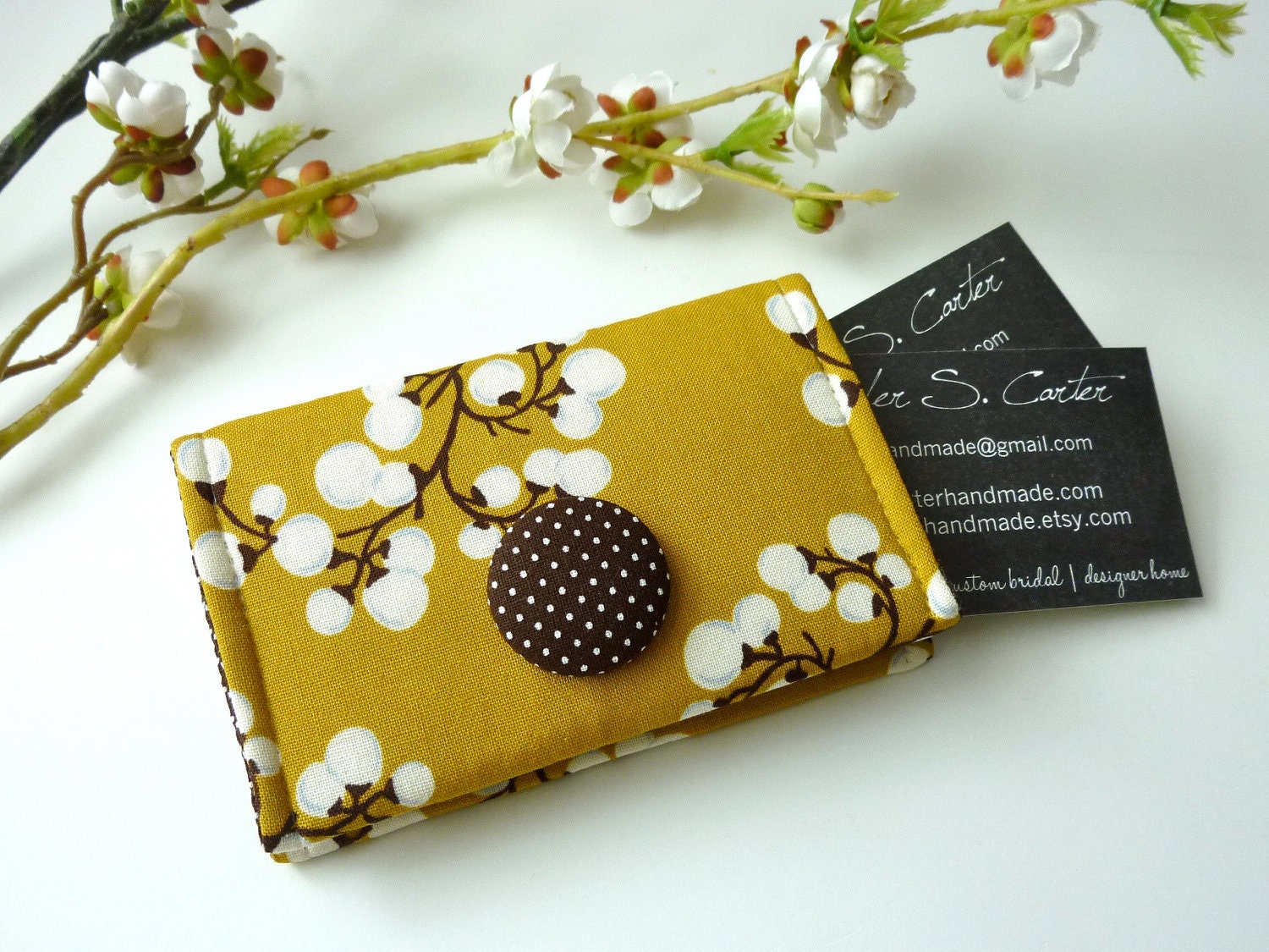 Mustard Berries Business Card Holder/ Small Wallet