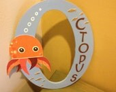 Wood Wall Nursery Letter - O is for Octopus - Monogram - Under the Sea Bedroom Decor