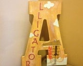 Wood Wall Nursery Letter - A is for Alligator - Monogram - Alligator Bedroom Decor