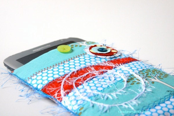 Kindle, Kindle Fire or Nook Cover - Teal, Red, and Polka Dots