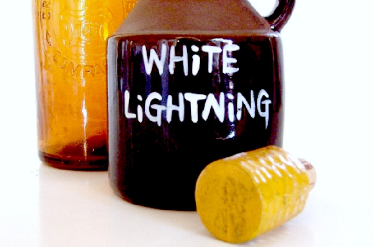 Vintage Ceramic Moonshine Whiskey Jar. White Lightning