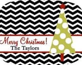 Personalized Melamine Chevron Christmas Tree Platter