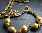BALLS - vintage 60s chunky multi gold chain and gold bead metalwork accent, bold, statement NECKLACE