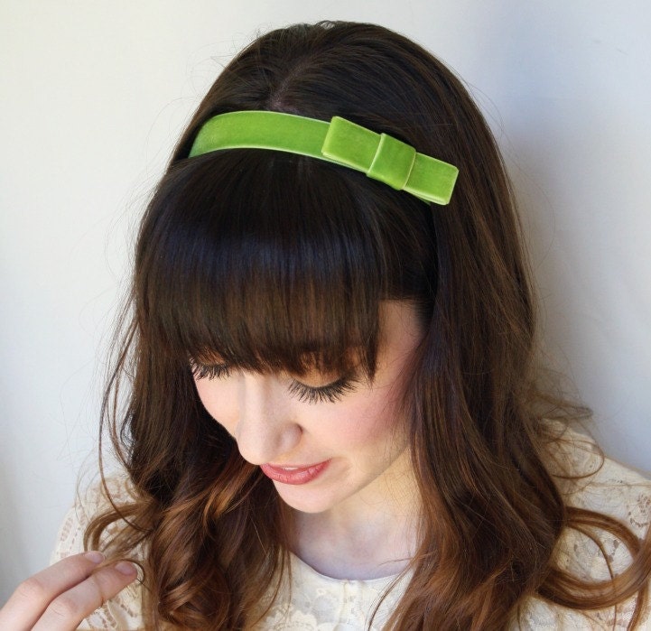 Miss Joan - Lime Green Velvet Headband