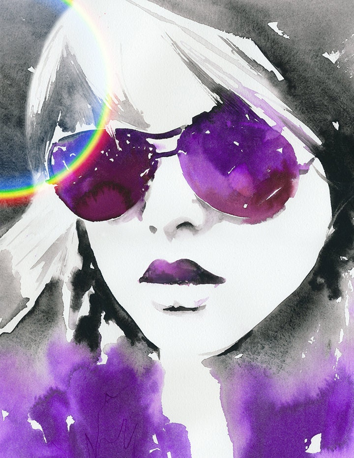 Print of Watercolour Fashion Illustration 18" x 12" .  Titled - Blondie - silverridgestudio