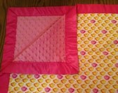 Baby Blanket- Bird Blanket- Minky Baby Blanket- Satin Trimmed Blanket