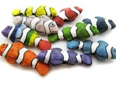 4 Large Clownfish Beads - MIxed