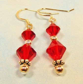 Swarovski Red Earrings-any rainbow color- -Siam shown-Sparklers Collection-Red Color Energy- Balance your Root Chakra now...