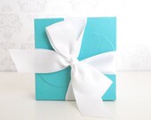 Tiffany Blue Favor Boxes with Satin Ribbon (12)  DIY