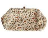 Vintage 30s floral heavily beaded Belgian evening tango purse clutch with flower design