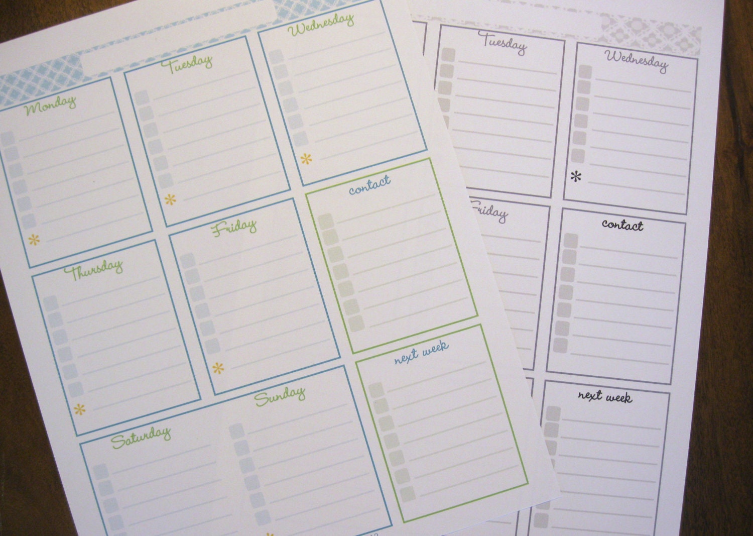 INSTANT DOWNLOAD Pretty Schedules for the Week - 2 documents
