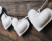 Renewable Wool Heart Bunting - Wedding Table Decoration - White Rustic Celebration