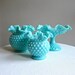 Turquoise Blue Milk Glass Footed Compote by Fenton, 1950s Footed Bowl