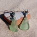 Sea Glass Earrings in Pale Sea Foam Green with Glass Bead Accents