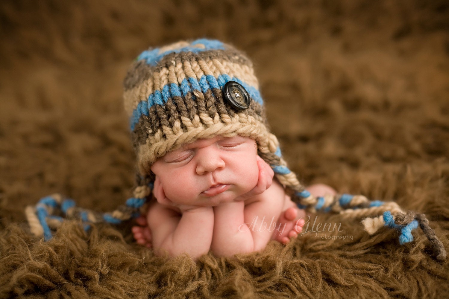 Little Knit Color Block Hat with Braided Tassle for Baby Boy, Beautiful Photography Prop for Baby