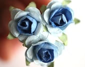 Sky Rose, Wedding Hair Accessories, Bridal Hair Flower, Bridesmaid Hair Accessories, Something Blue Hair Flower, Brass Bobby Pin - Set of 3