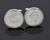 Cufflinks for Men -French cufflinks- Genuine old french franc coins-Handpolish- Perfect gift