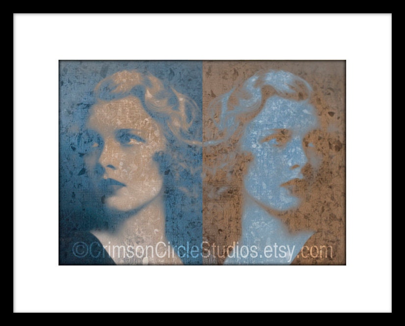 Impressions - DIGITAL COLLAGE 5x7 - vintage beauty, soft, dreamy, reflection
