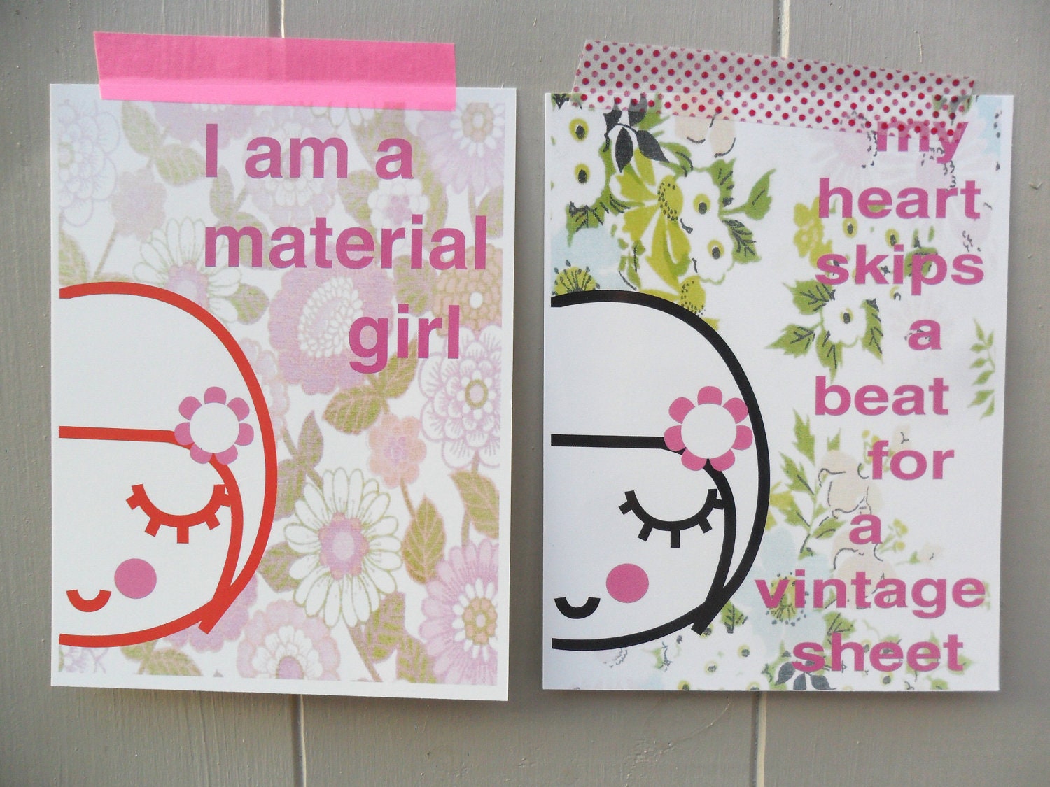 Postcard Pack  - Vintage Sheet - Material Girl Retro Art for Framing