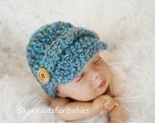 Newborn Newsboy Hat in Winsor Blue OR Choose Any Color, Newborn, 0-3 Months, 3-6 Months, Beautiful Photo Prop