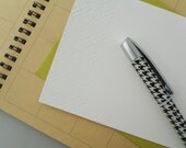 Letterpress Correspondence Cards, "Cross Stich" Blind Deboss with Green Envelopes, Set of 4-cyber monday