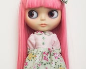 Flowered dress SET for Blythe doll - Pink & Flowers - Nicesthings