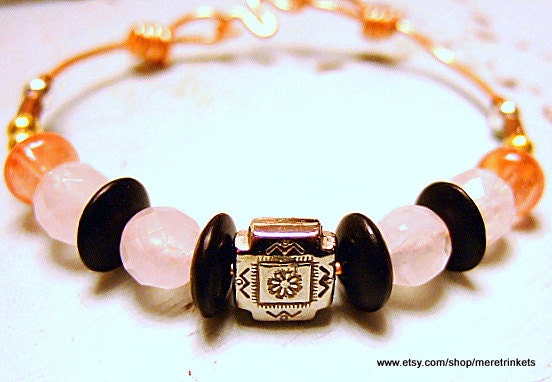 Cherry Quartz & Lace Agate Bracelet for Women, Handmade Copper Clasp, Sz. 7-7.5, Handmade Jewelry on Etsy, Gift for Her, Birthday Gifts