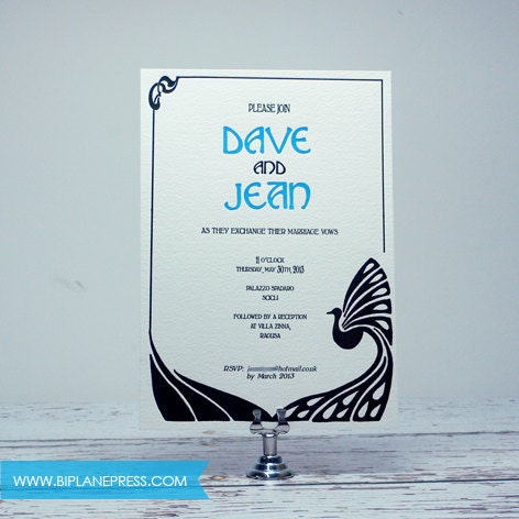 Letterpress Wedding Invitation - Art Deco
