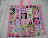 Toy Tote with 2 large pockets for carrying toys in a colorful "cat" print