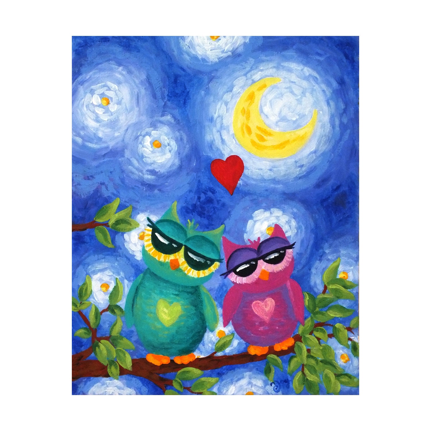 ART PRINT, Owl Always Love You, 8x10, Whimsical Owl Decor, Romantic Art