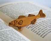 vintage fish brooch - CATCH of the DAY wooden novelty pin