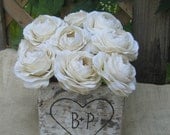 5 Personalized Natural Birch Bark  Square Vase - Wedding Centerpiece - Home decor-Valentine- Rustic Wedding- Flower Tablepieces