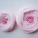 Pink Chiffon Roses Handmade Appliques Embellishments(5 pcs)