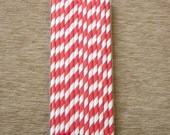 Red Striped Paper Straws - 25