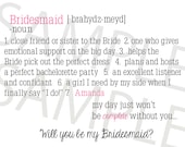 Will you be my Bridesmaid card, Will you be my bridesmaid invitation, will you be my bridesmaid set of 6