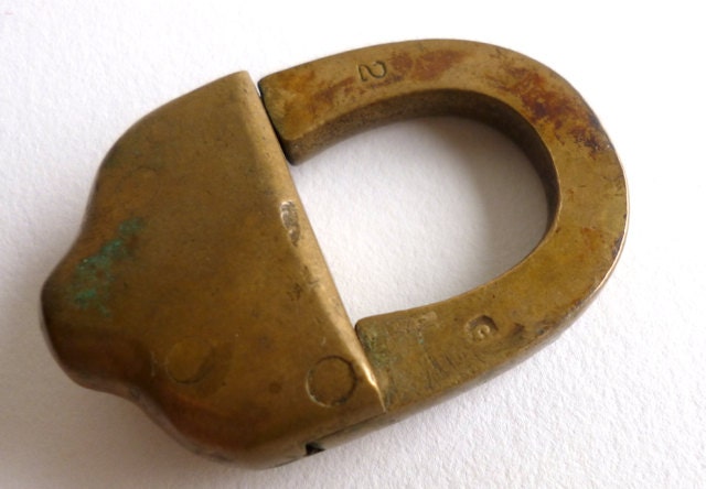 SALE Antique Brass Padlock Lock Patina