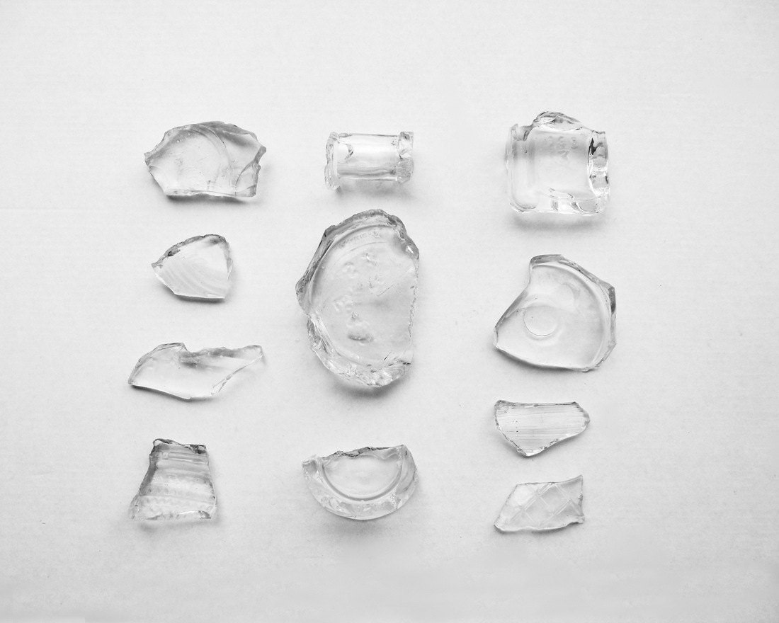 Black And White Photography Broken Vintage Glass Minimalist Home Decor 10x8 Print Fragments...