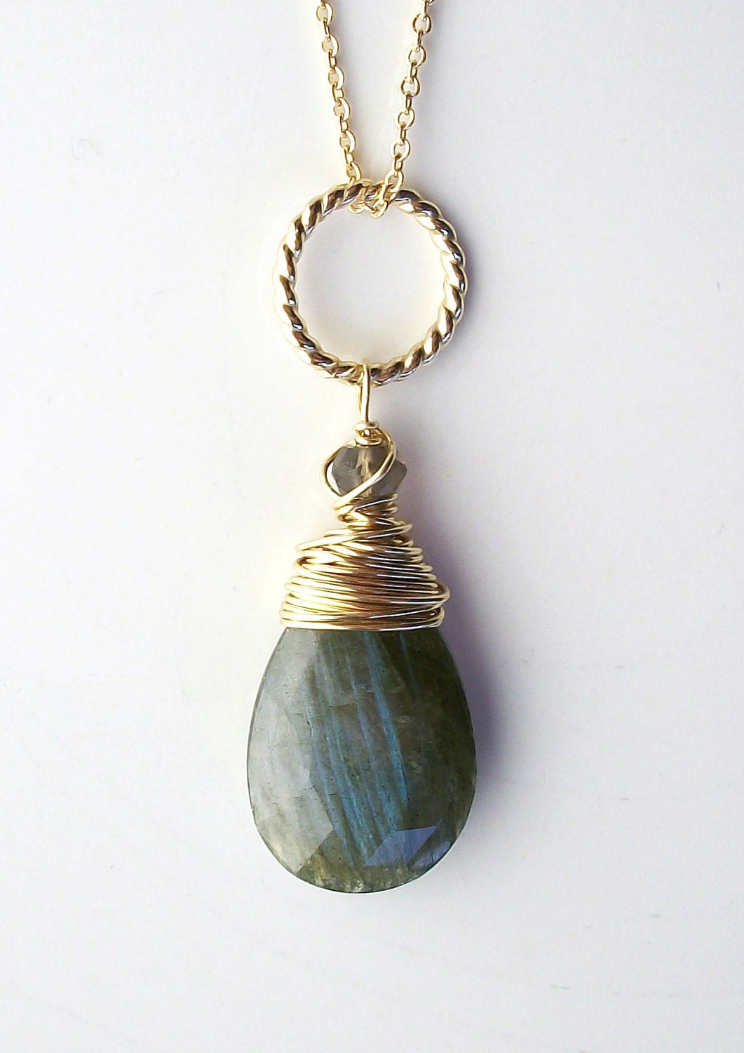 Gold Filled Labradorite and Smoky Quartz Necklace