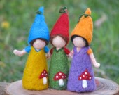 Waldorf inspired Needle felted little gnome friends