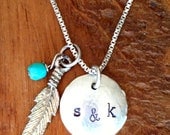 Personalized stamped necklace with charms