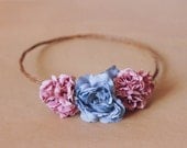festival rose crown - pink and blue - bridesmaids headpieces, spring, summer, hair wreath, flower headband, floral circlet