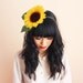 summer yellow sunflower headband - summer festival headpiece, statement hairband, spring carnival, large oversize flower headband