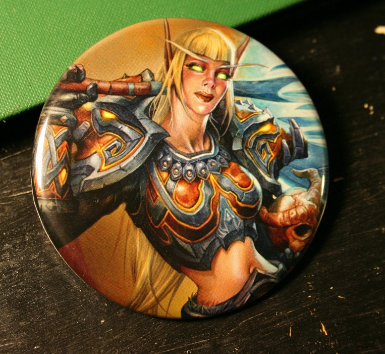 World of Warcraft Button - Horde Blood Elf Warrior
