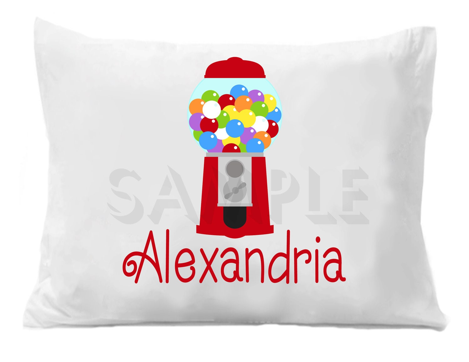 Gumball Machine Pillow Case Personalized Pillowcase Girls or Boys