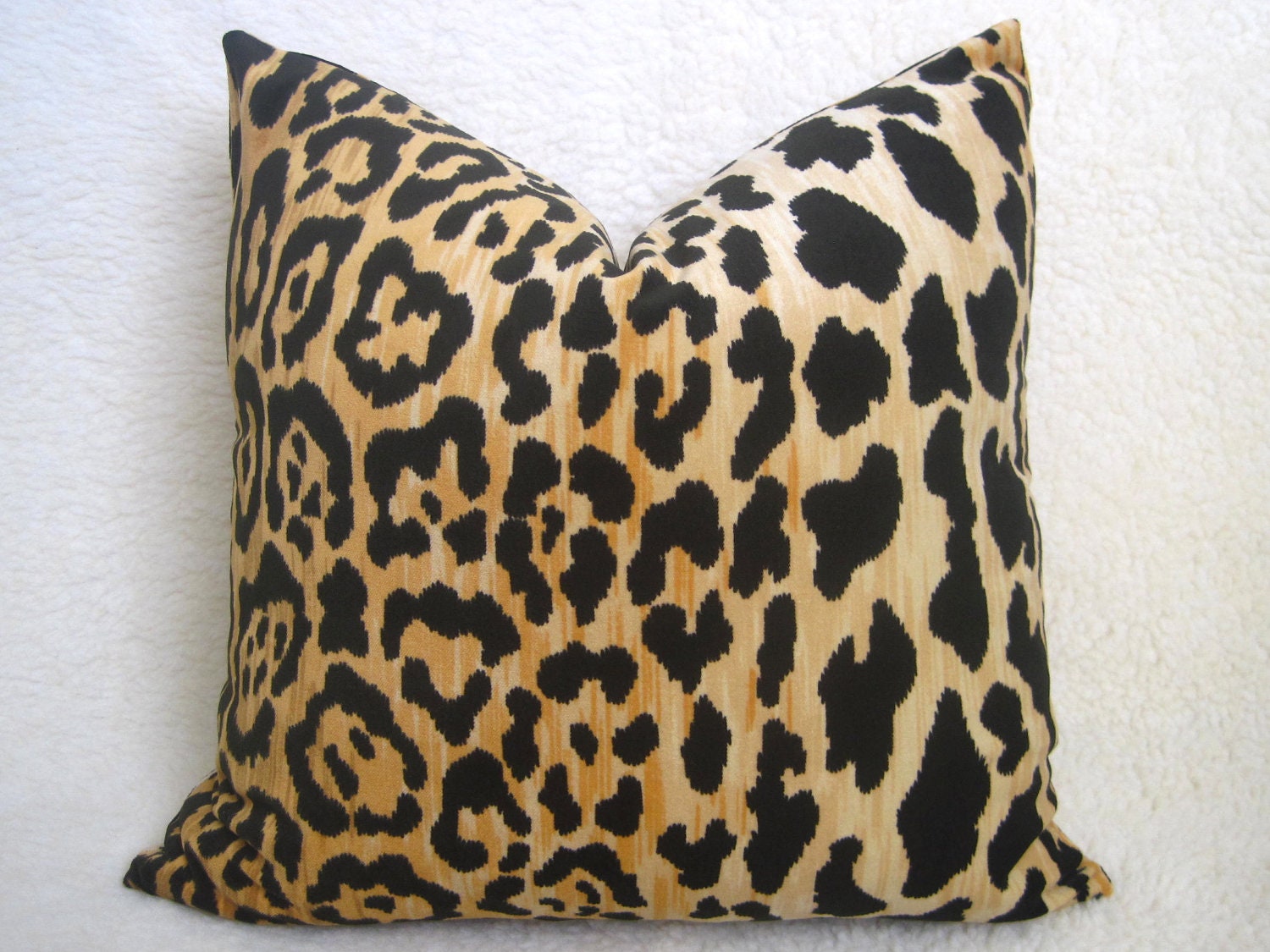 Designer Leopard Velvet Pillow - Gold - 18 inch - BOTH SIDES - Leopard Pillow - Velvet Pillow - Gold Pillow - Decorative Pillow