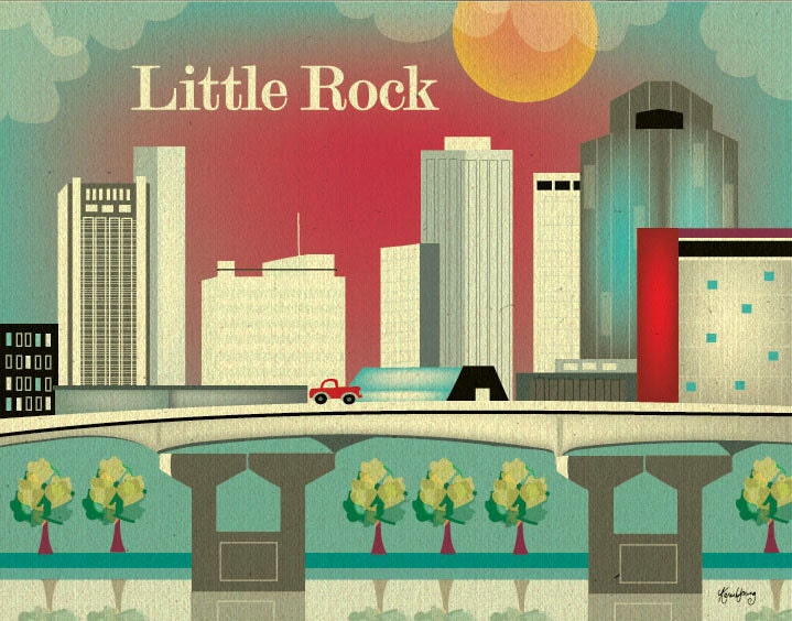 Little Rock, Arkansas Skyline - City Poster Print for Home, Office, or Nursery Room/Children's Art  -  style E8-O-LR